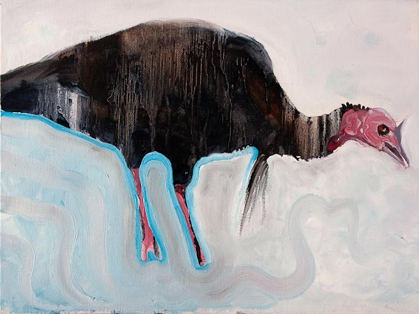 painting of a rather bizarre looking turkey