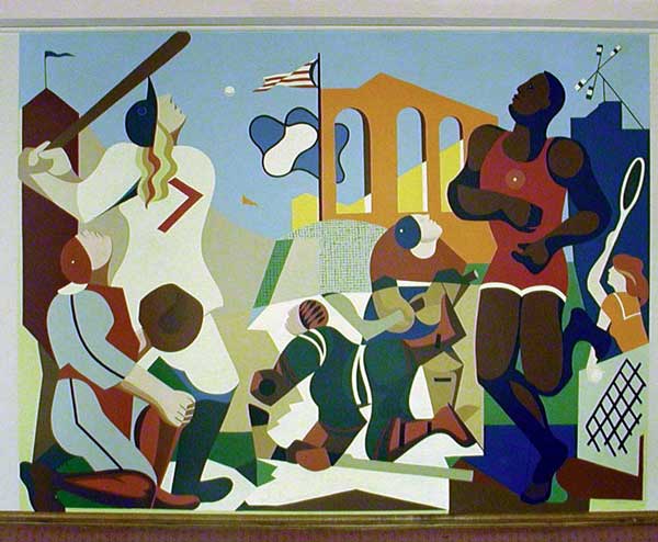 atletics mural painted to feature all sports