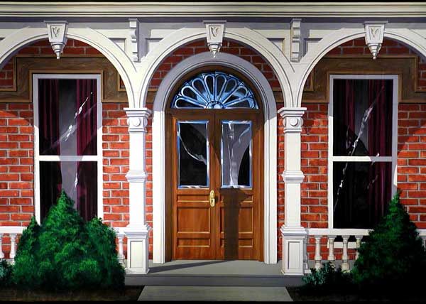 closeup of the door of the victorian house backdrop