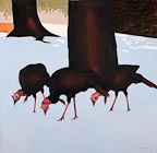 pintings of several wild turkeys